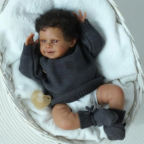 Reborn Baby Doll - 18'' Soft Weighted Cloth Body & Vinyl Limbs African American Ages 3+