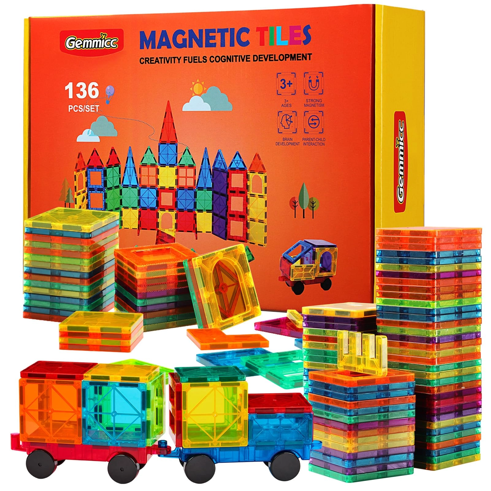 Gemmicc Magnetic Tiles - 136 pcs