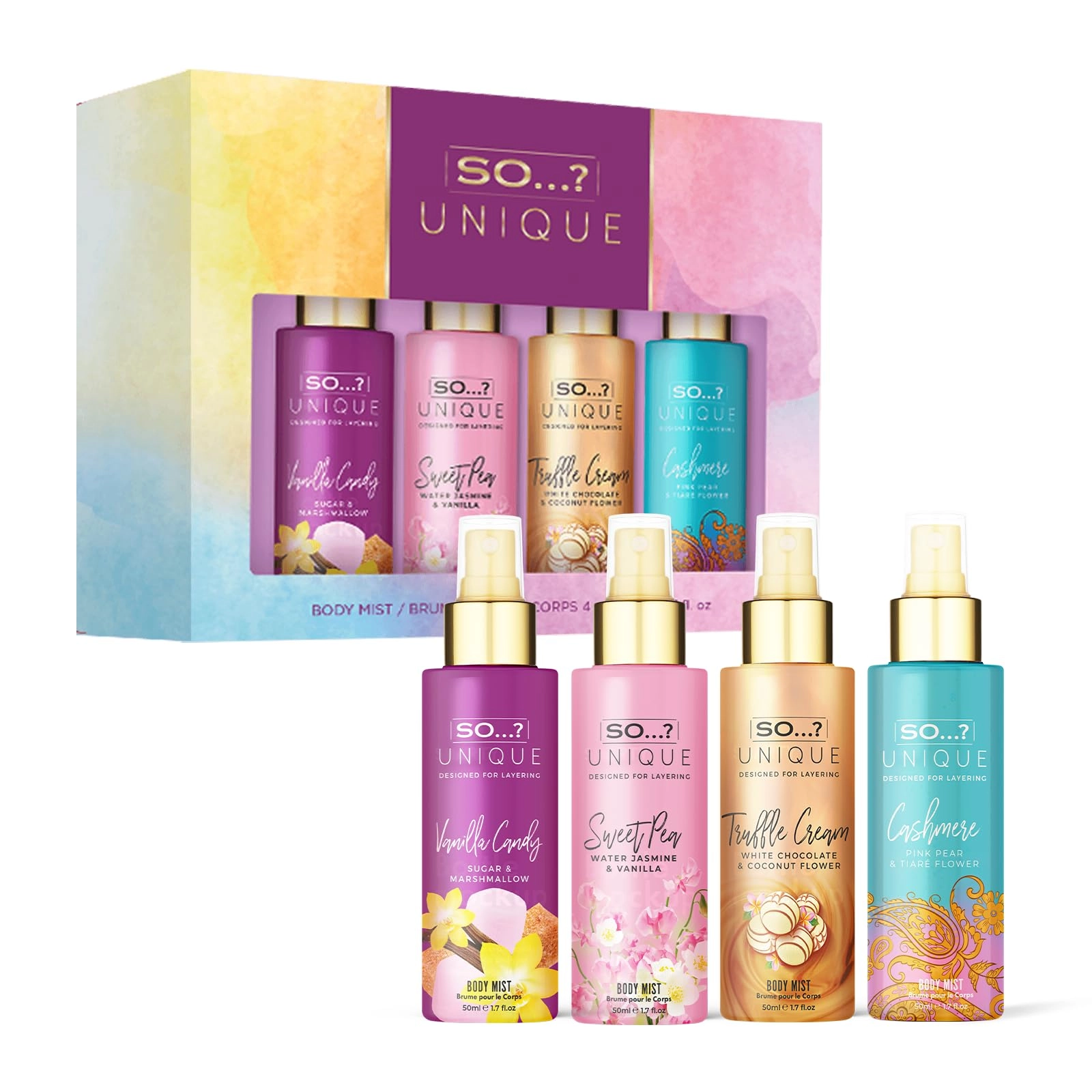 Incos Ltd Unique Mini Mist Womens Gift Set - Body Mist 4 x 50ml.