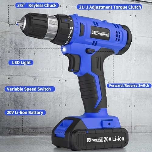 Cordless Drill Set - 2 Amp Hours 20 Volts
