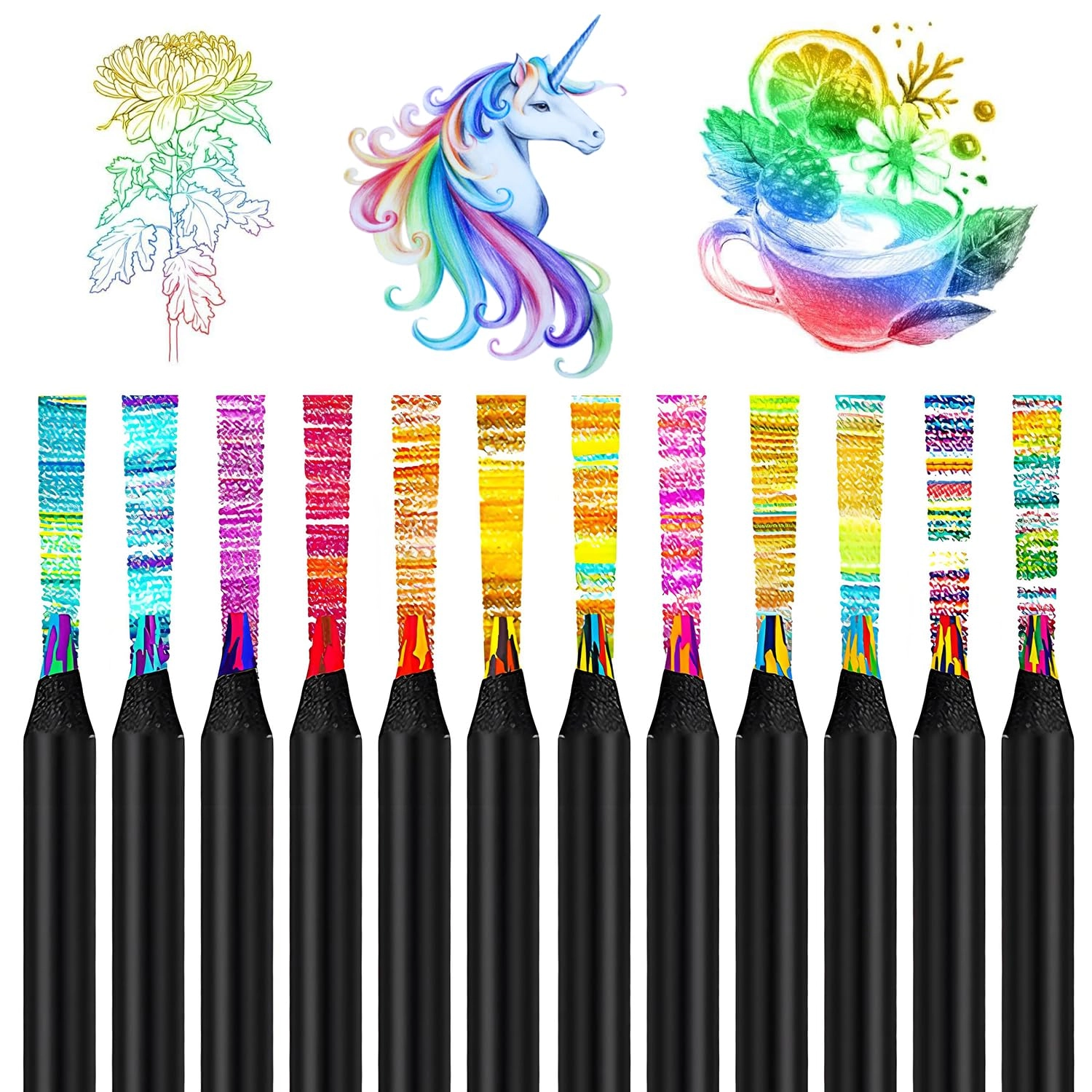exburanty Rainbow Pencils - 12 Pcs