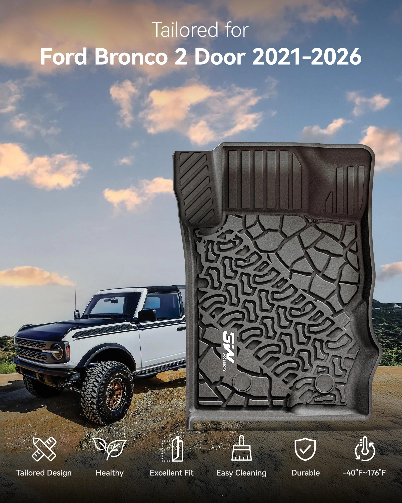 Floor Mats - Ford Bronco 2 Door 2021-2025 2026