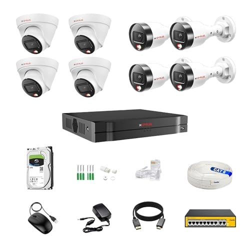IP illumax 8 CH AI NVR + 4MP 2 Dome 5 Bullet IP Cameras + 2 TB HDD + 8+2 POE Switch + CAT 6 Cable