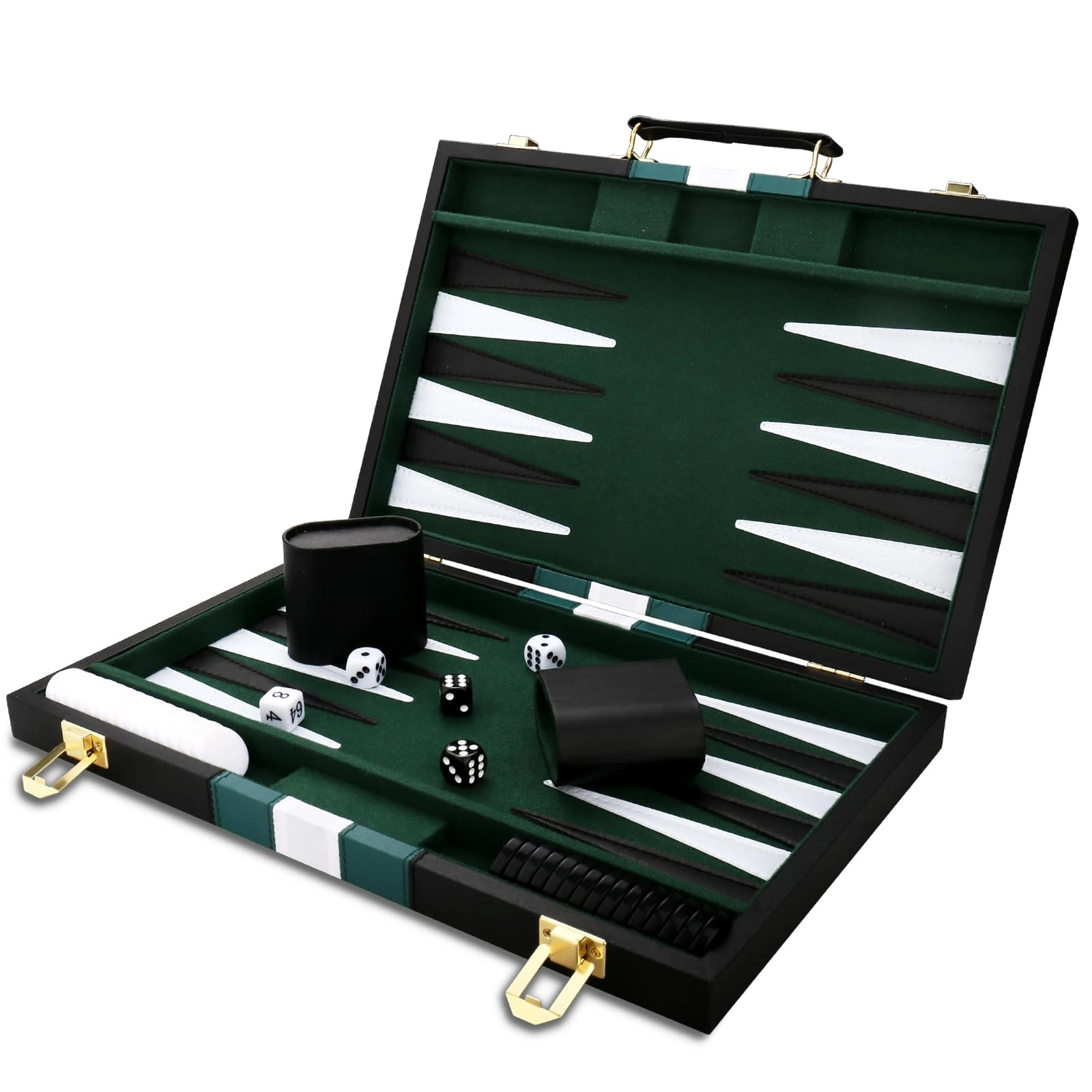 CAYOULR Backgammon Set - 18in Black Leather