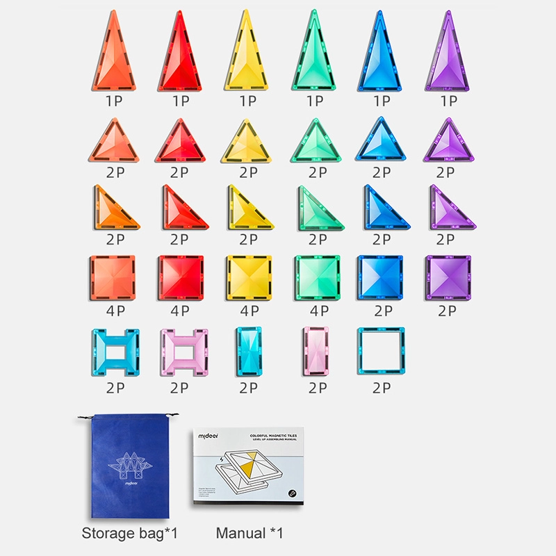 Colorful Magnetic Tiles - 60 pcs