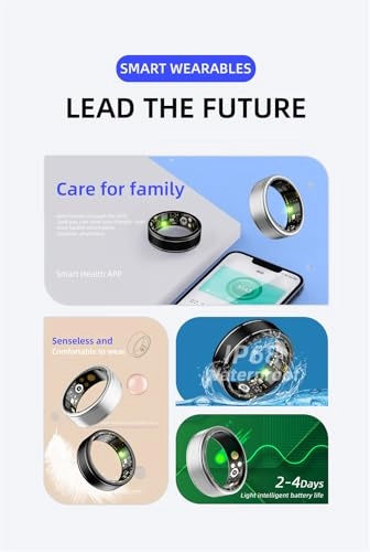 Smart Health Ring - Size 9 Black 7 Day Battery