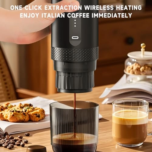 Nano Portable Electric Espresso Machine - 1.7oz Ground Coffee & NS Capsule