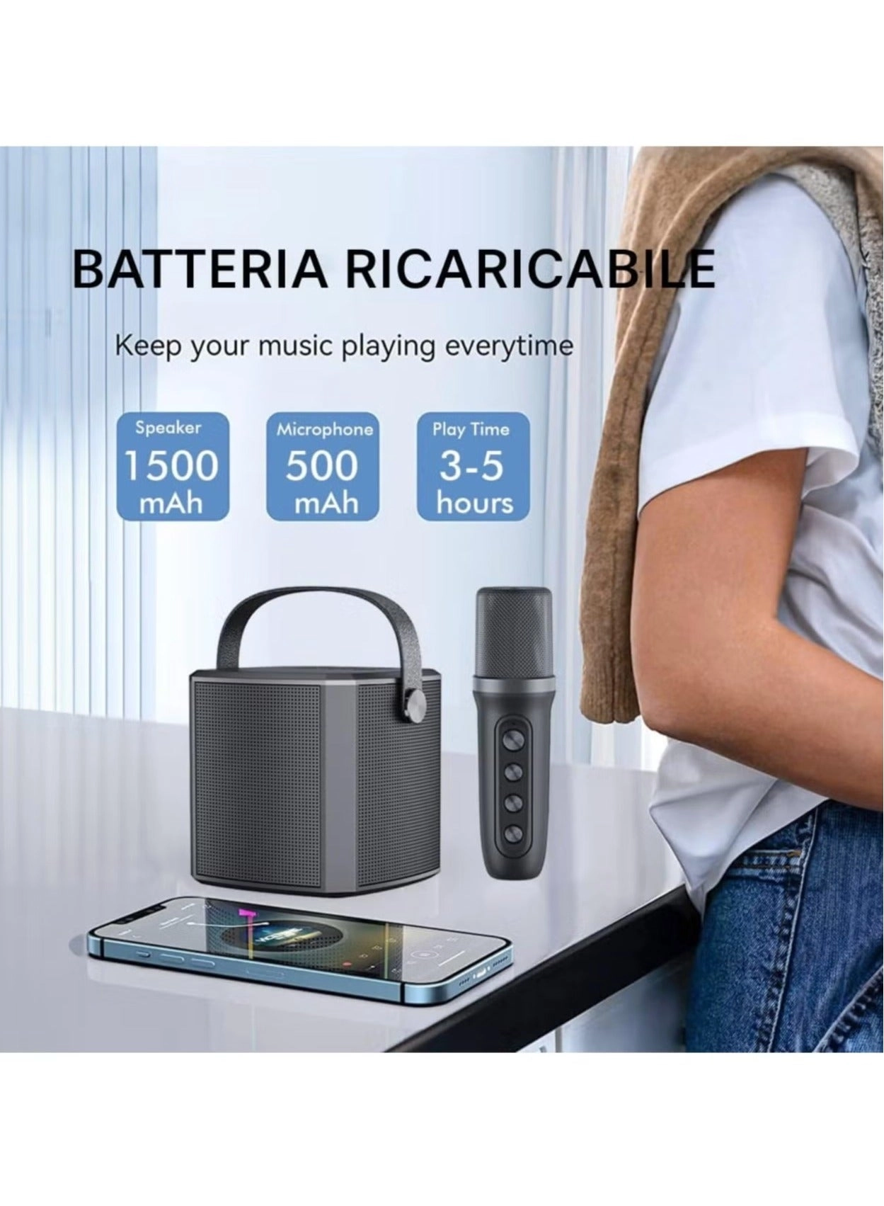 Portable Bluetooth Speaker PA System - 2 Wireless Microphones