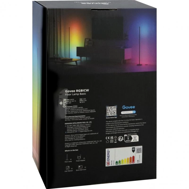 Slim Smart Floor Lamp - 24W Black