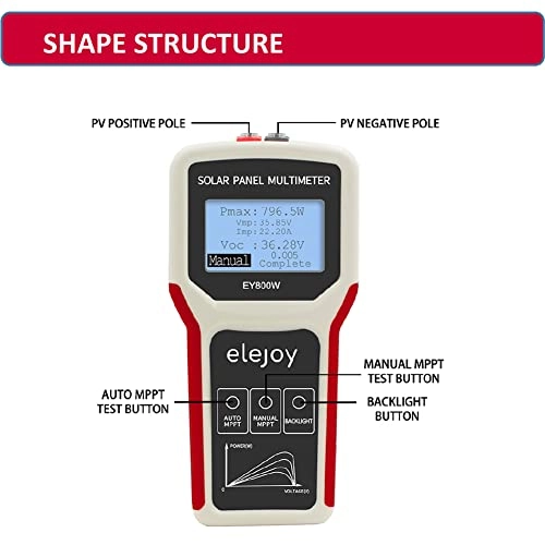 Portable Handheld Photovoltaic Panel Multimeter - LCD Backlight Open Circuit Voltage