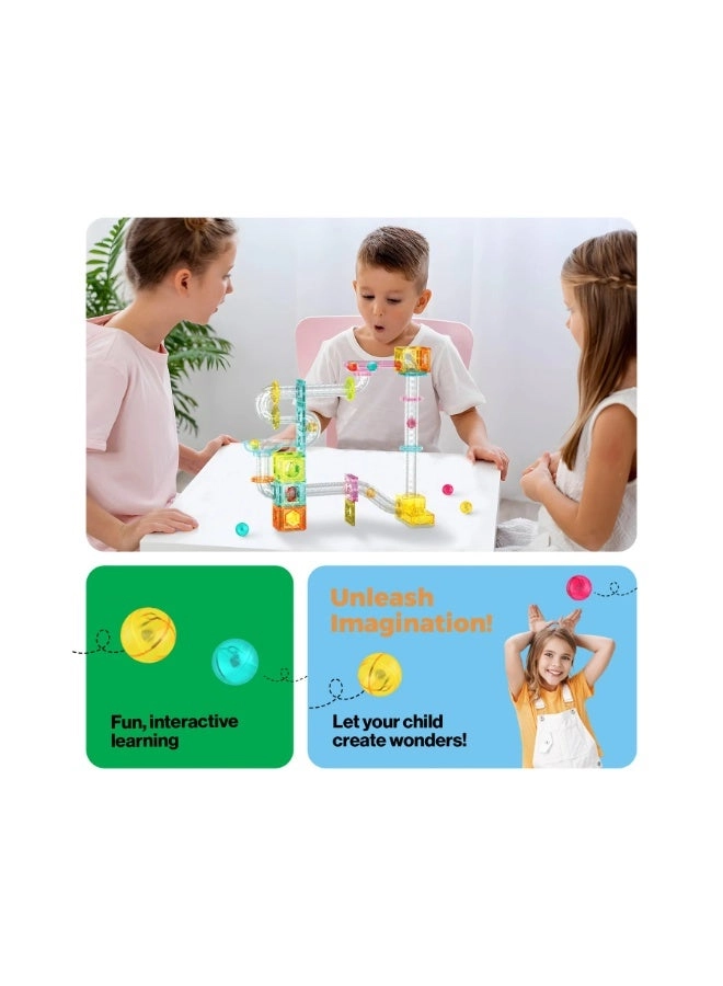 Magnetic Marble Run with Launcher - 80 pcs