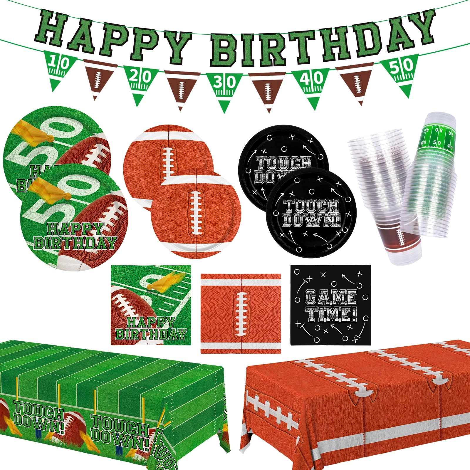 gatherfun Football Party Supplies Kit - Serve 25 Football