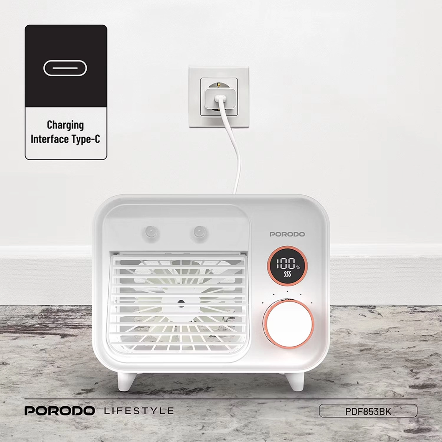 2-In-1 Mist Fan - 2000mAh 100-Level Speed Digital Display