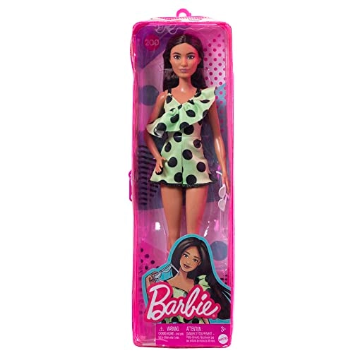 Barbie Fashionistas - Long Straight Brown Hair Polka Dot Romper Ages 3+