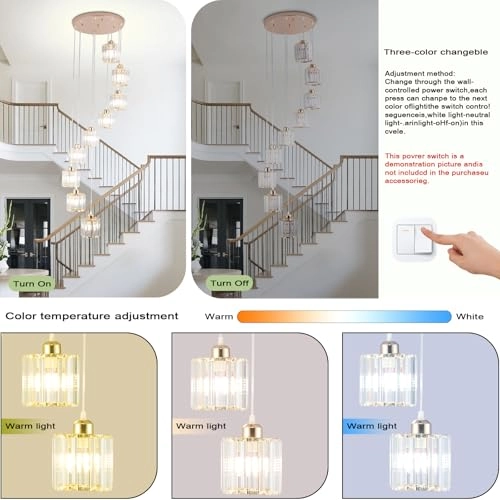 Crystal Cascading Chandelier - 302 cm to 102 cm