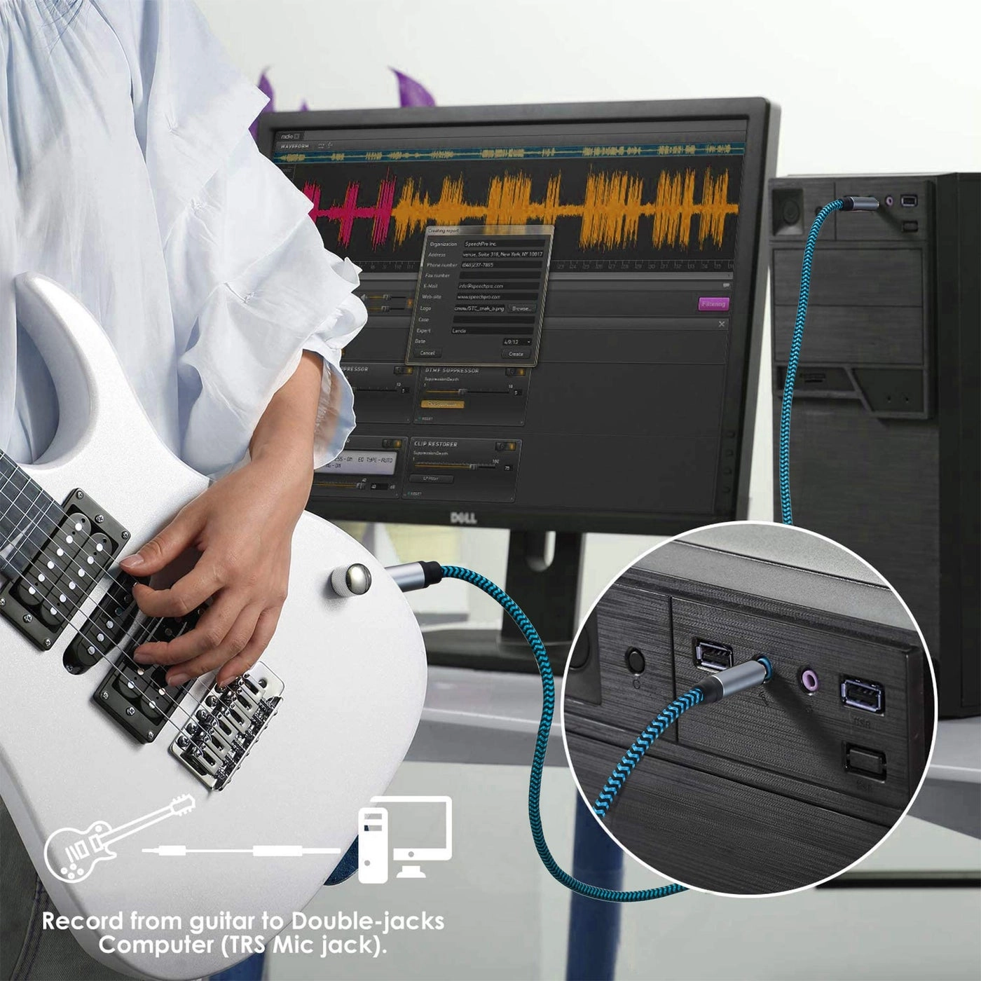 3.5mm to 6.35mm TRS Stereo Audio Cable - 20ft