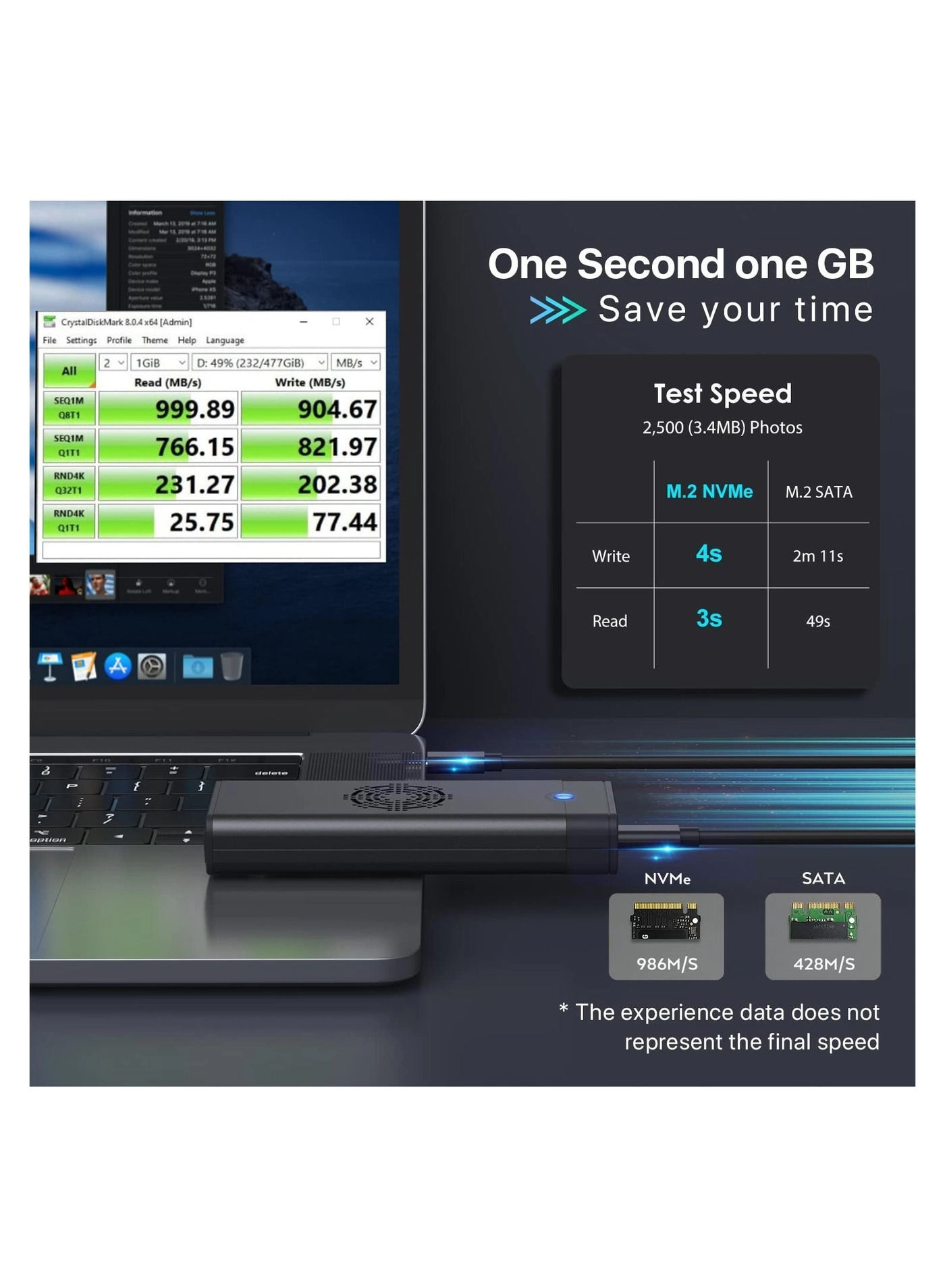 M.2 NVME SATA SSD Enclosure Adapter Reader