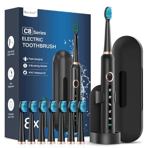 Electric Toothbrush - 8 Brush Heads 5 Modes 2 Minute Timer