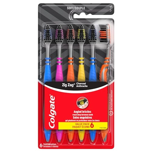 Zig Zag Charcoal Toothbrush - Soft 6-Piece Pack