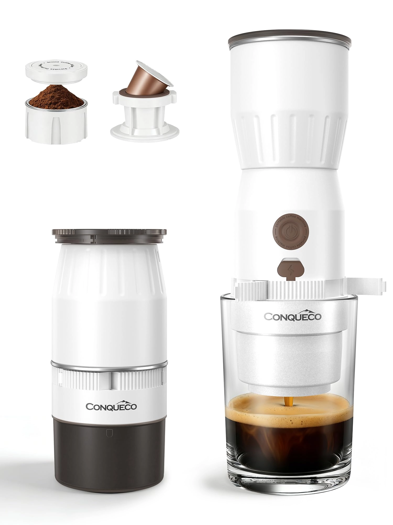 CONQUECO Portable Espresso Machine - 160ml 2600mAh 2-in-1