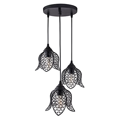 3-Lights Round Cluster Chandelier - Black E27