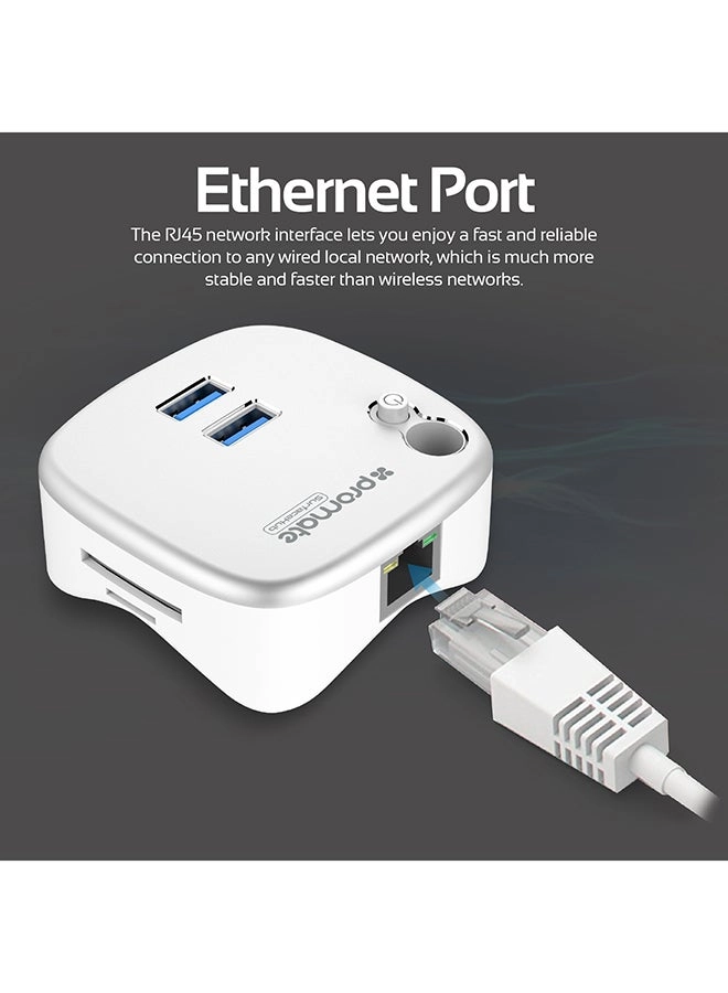 SURFACEHUB - USB 3.0 Gigabit Ethernet White