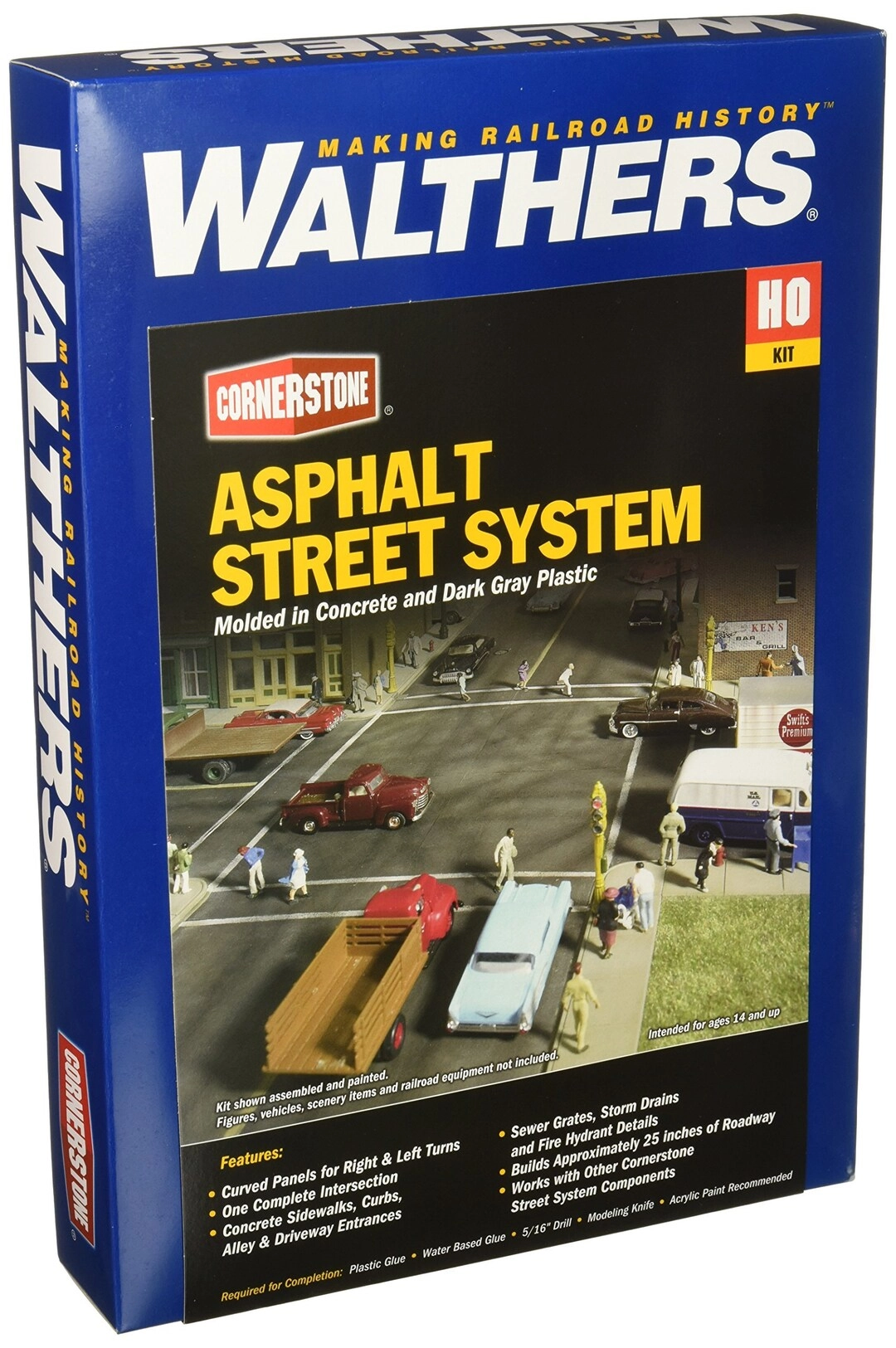 Walthers Cornerstone Series Kit Full Set Asphalt Street System - HO Scale