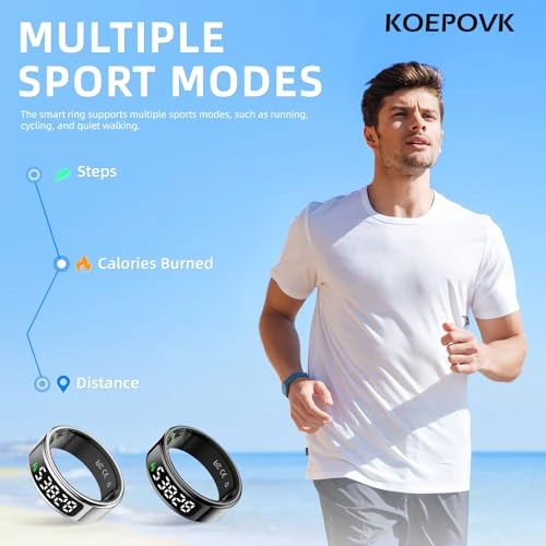 Smart Ring - LED Display Charging Case Activity Tracker