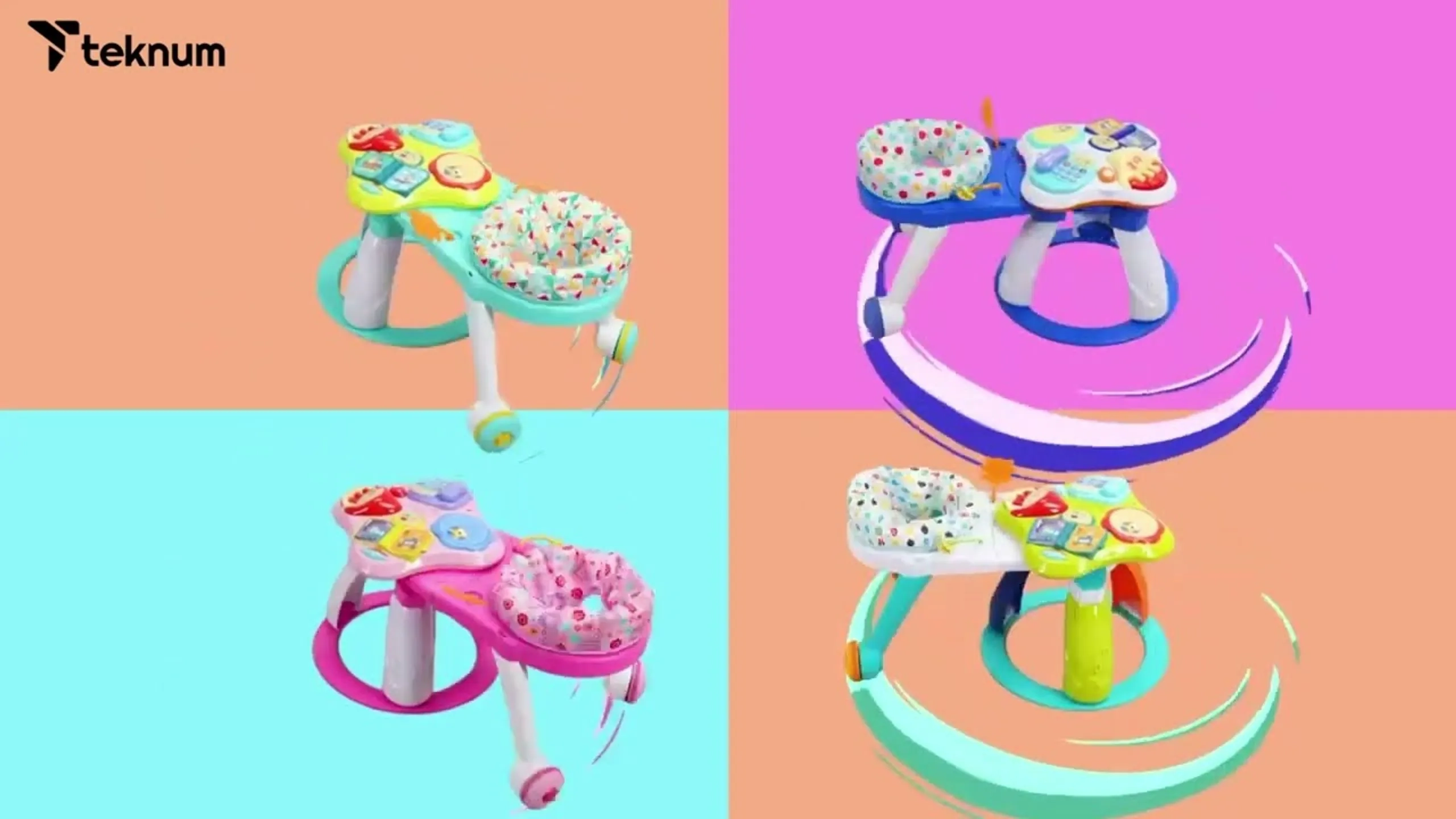 3 in 1 Baby Walker - Green Musical keyboard