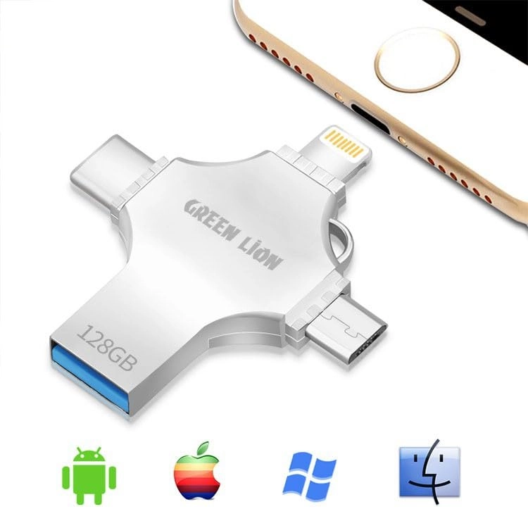 4 in 1 USB Flash Drive - USB-A USB-C micro USB Lightning 256GB