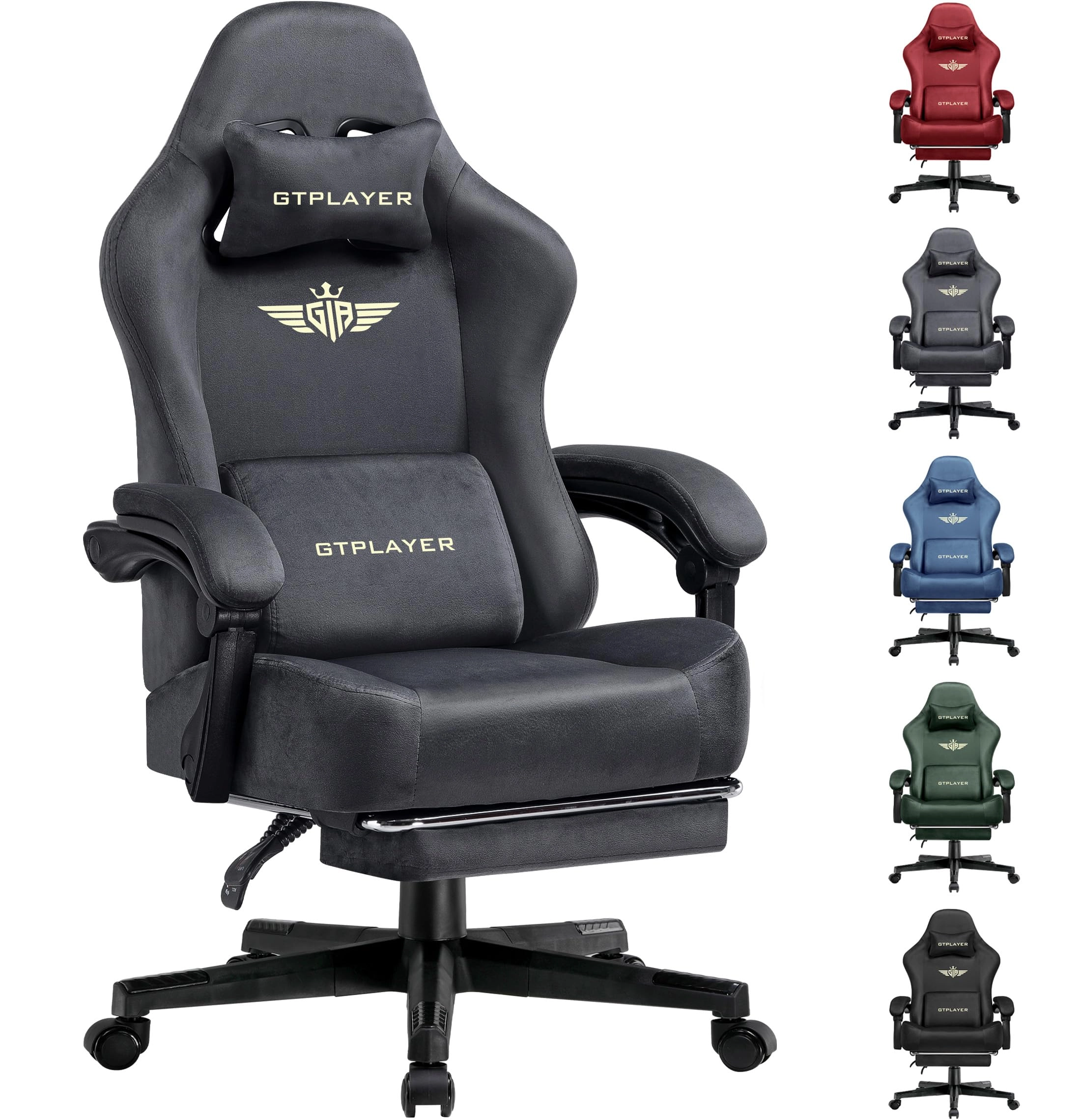 GTPLAYER Fabric Gaming Chair - Ergonomic Footrest