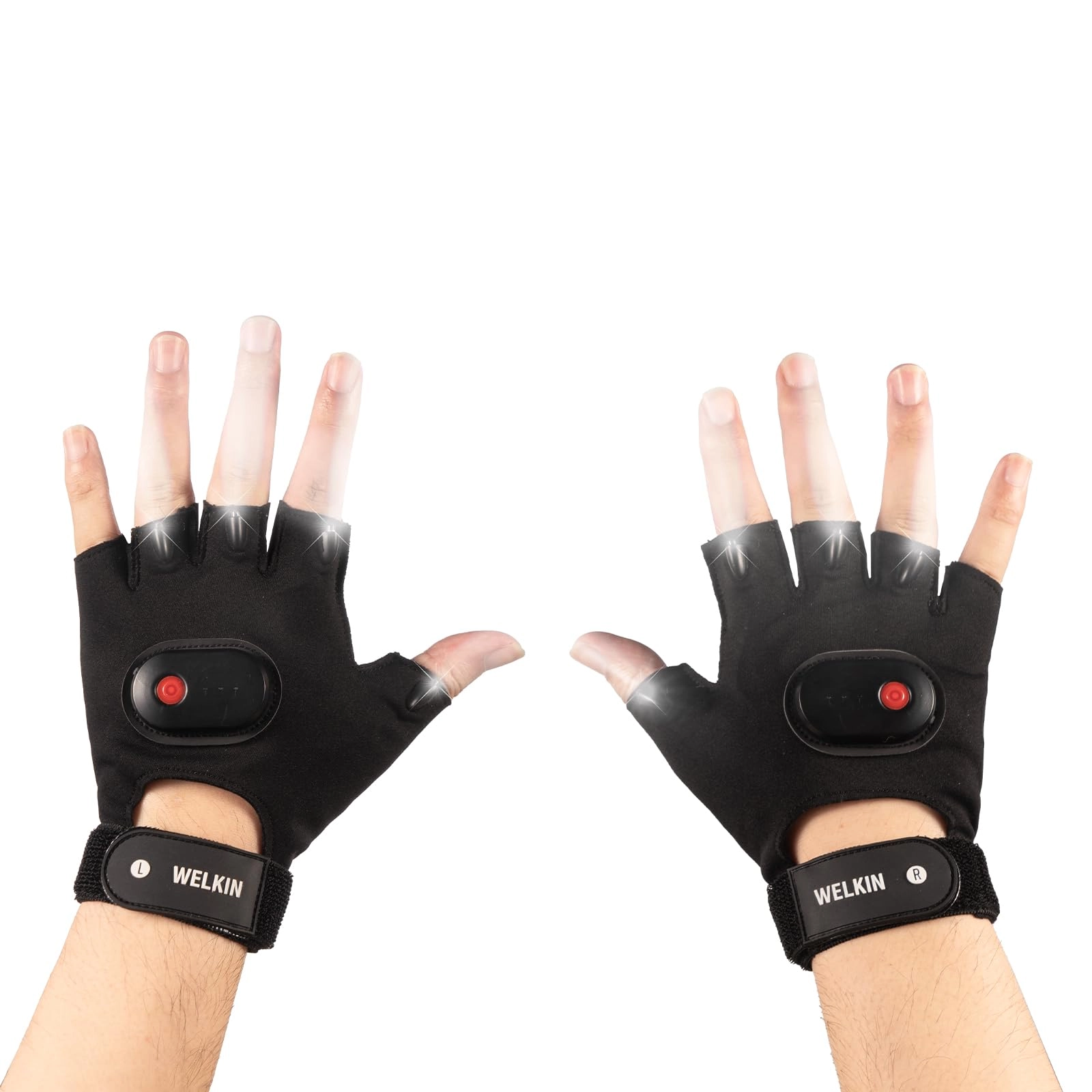welkin Bright LED Flashlight Gloves - Rechargeable 8 LED One Size
