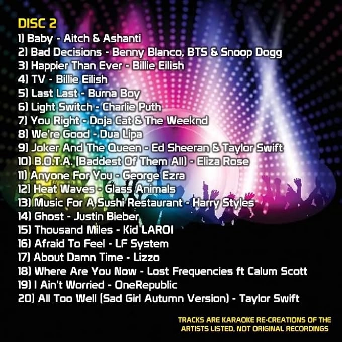 KARAOKE CHART HITS - 2022 CDG DISC PACK