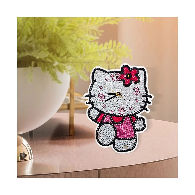 DIY Diamond Painting Clock Kit - Kitty