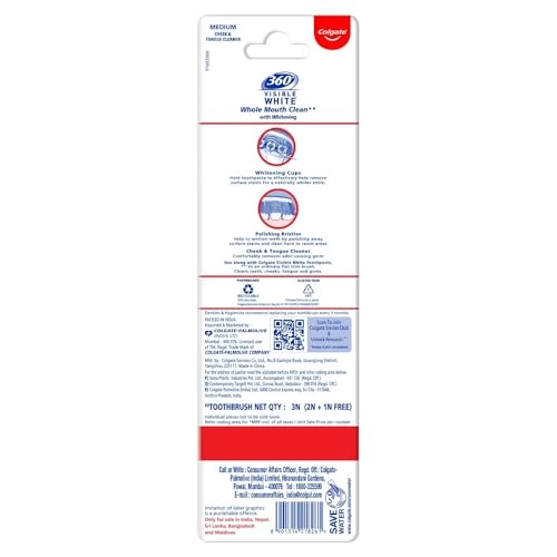 360 Visible White Toothbrush - Soft 4-Piece Pack