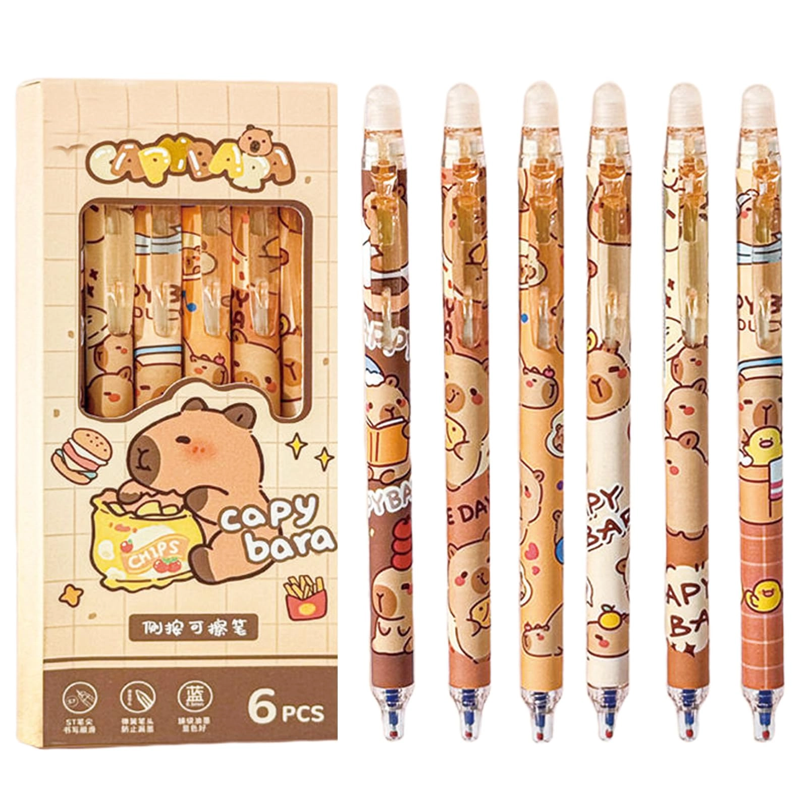 mozxirz Erasable Retractable Gel Ink Pens - 6 Pcs 0.5mm