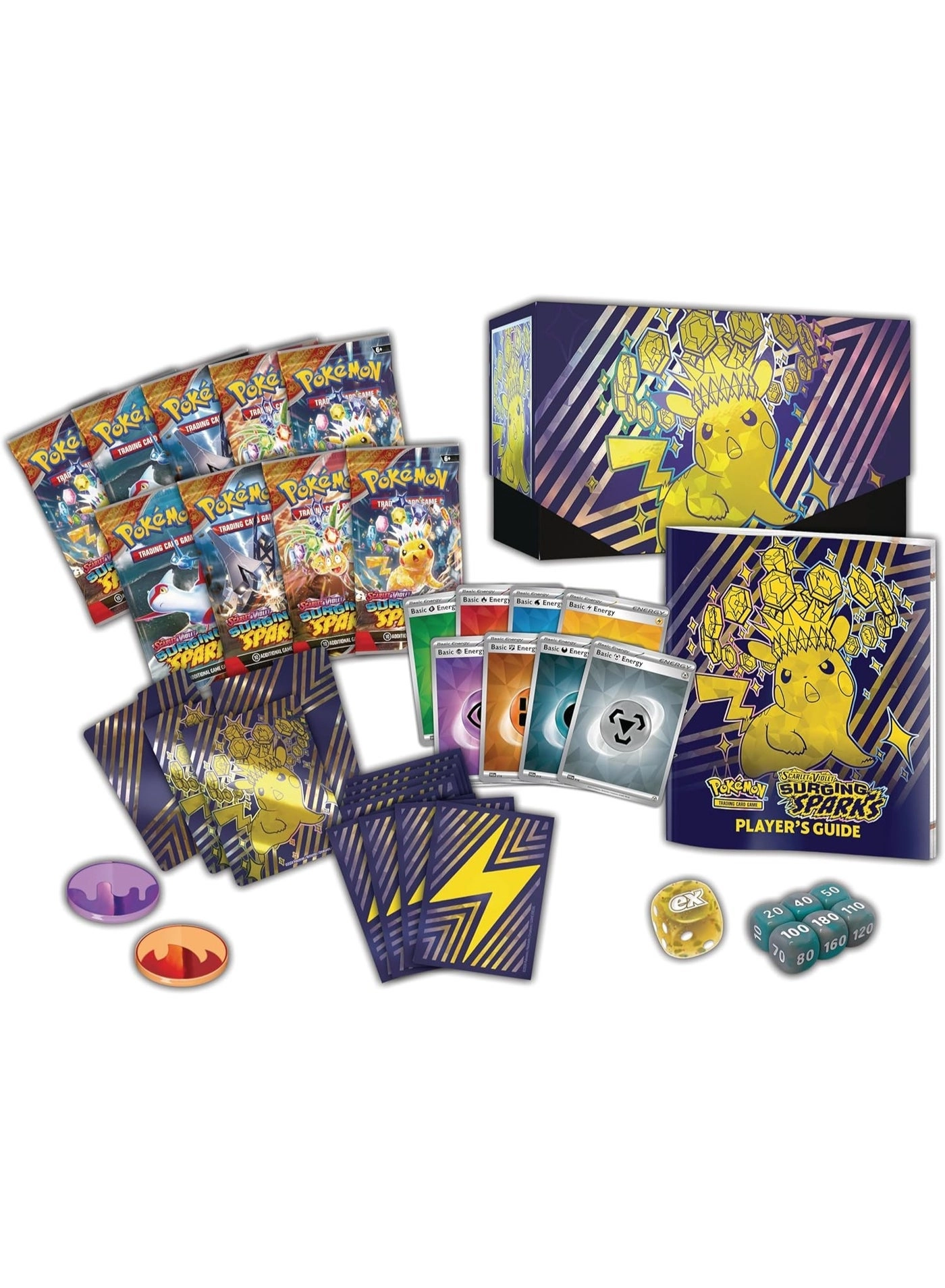 Surging Sparks Elite Trainer Box - Sealed Booster Packs Card Sleeves