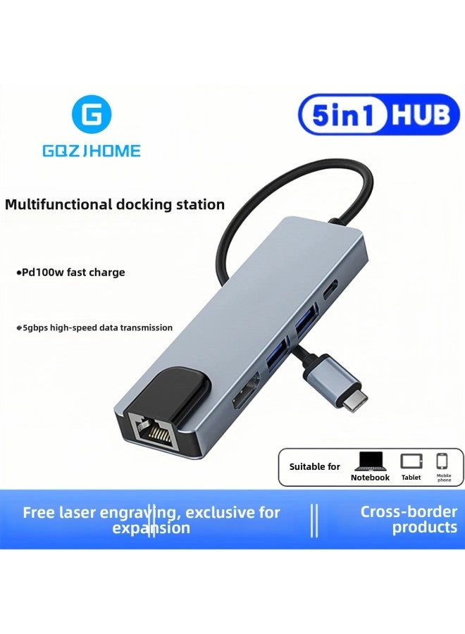 Type-c Docking Station - 5-in-1 Usb-chub Gigabit Network Card