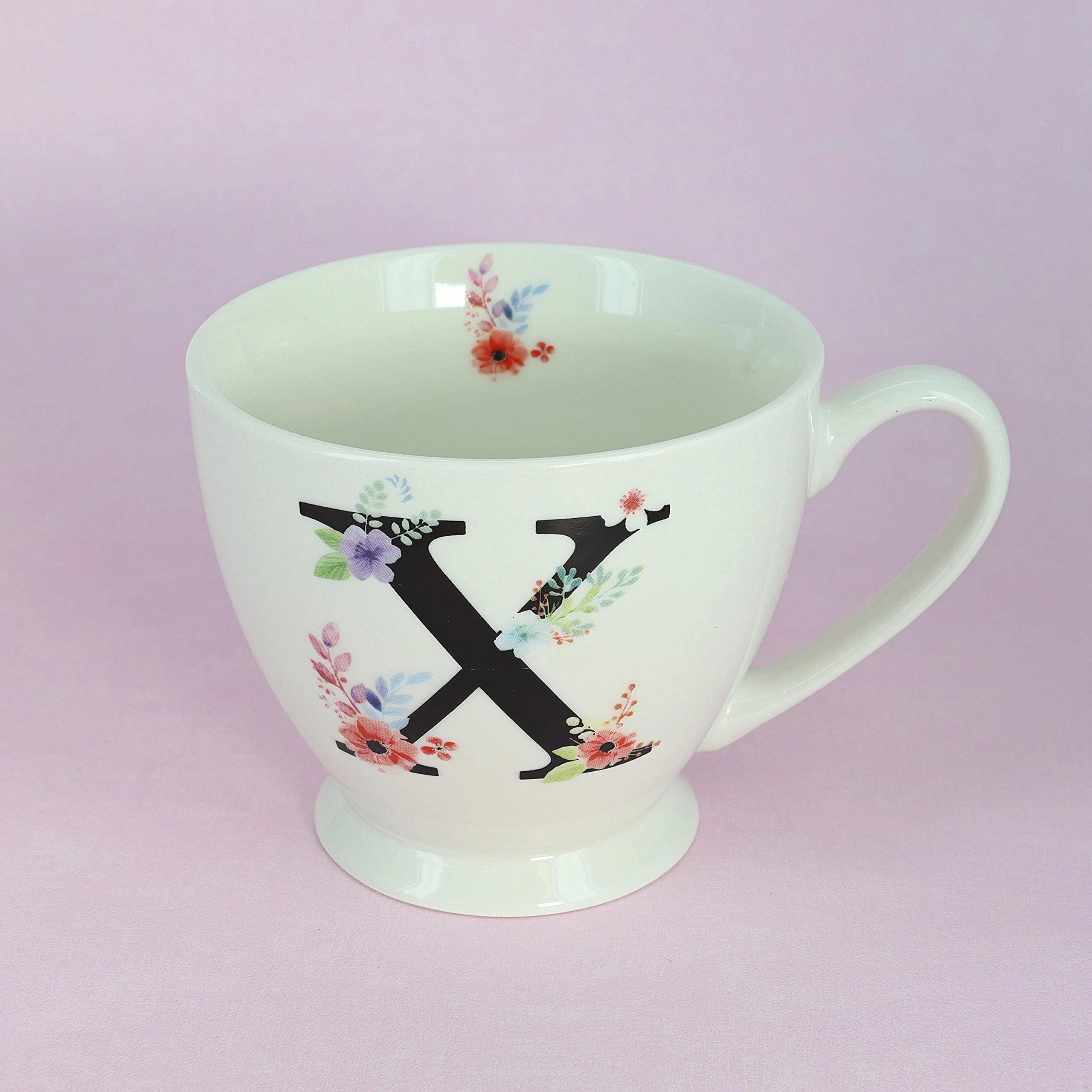 Blossom Monogram Ceramic Mug - 1 pcs - Alphabet - 450 ml