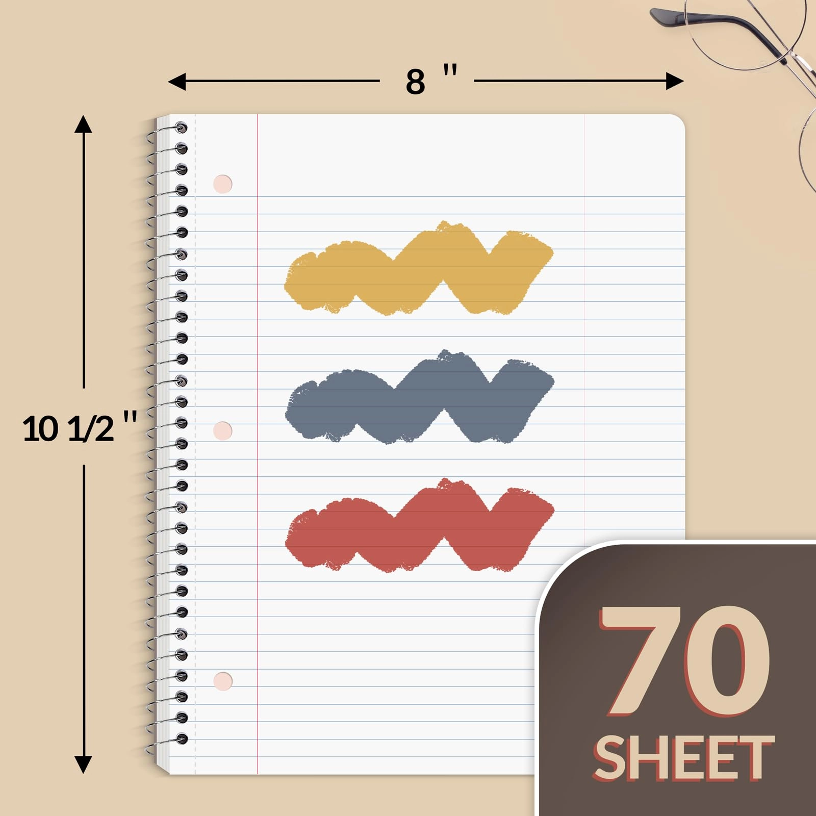 Spiral Notebook 8" x 10-1/2" Spiral - Lined 70 Sheets