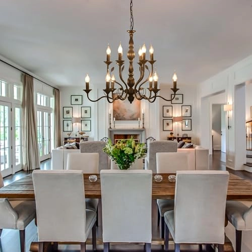 Ceiling Chandelier - French Country Black 12-Lights