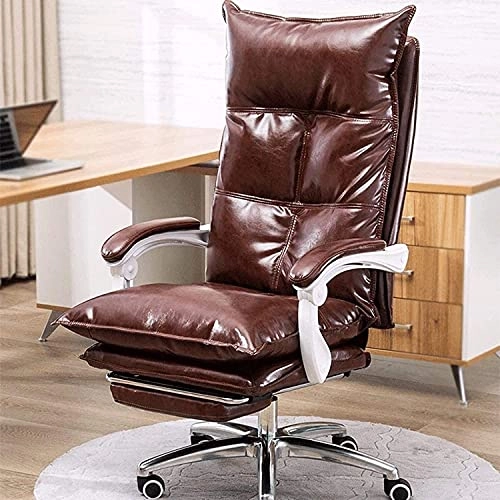 Desk Chair - PU Leather Brown High Back