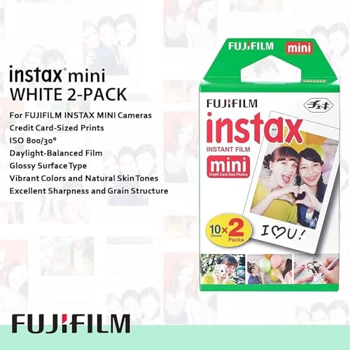 Instax Mini Link 3 - Smartphone Printer + Protective Case + INSTAX MINI Instant Film - 20 Sheets + Hanging Photo Frames + Microfiber Cleaning Cloth