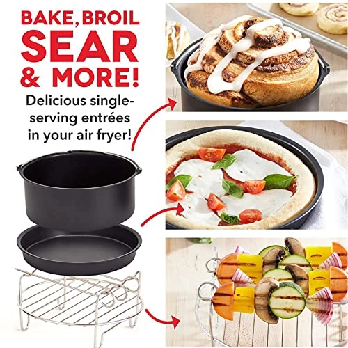 BBQ Needle - 5-piece stainless steel + Grilled Rack + Steamer + Fry Pan + Rotary Cage