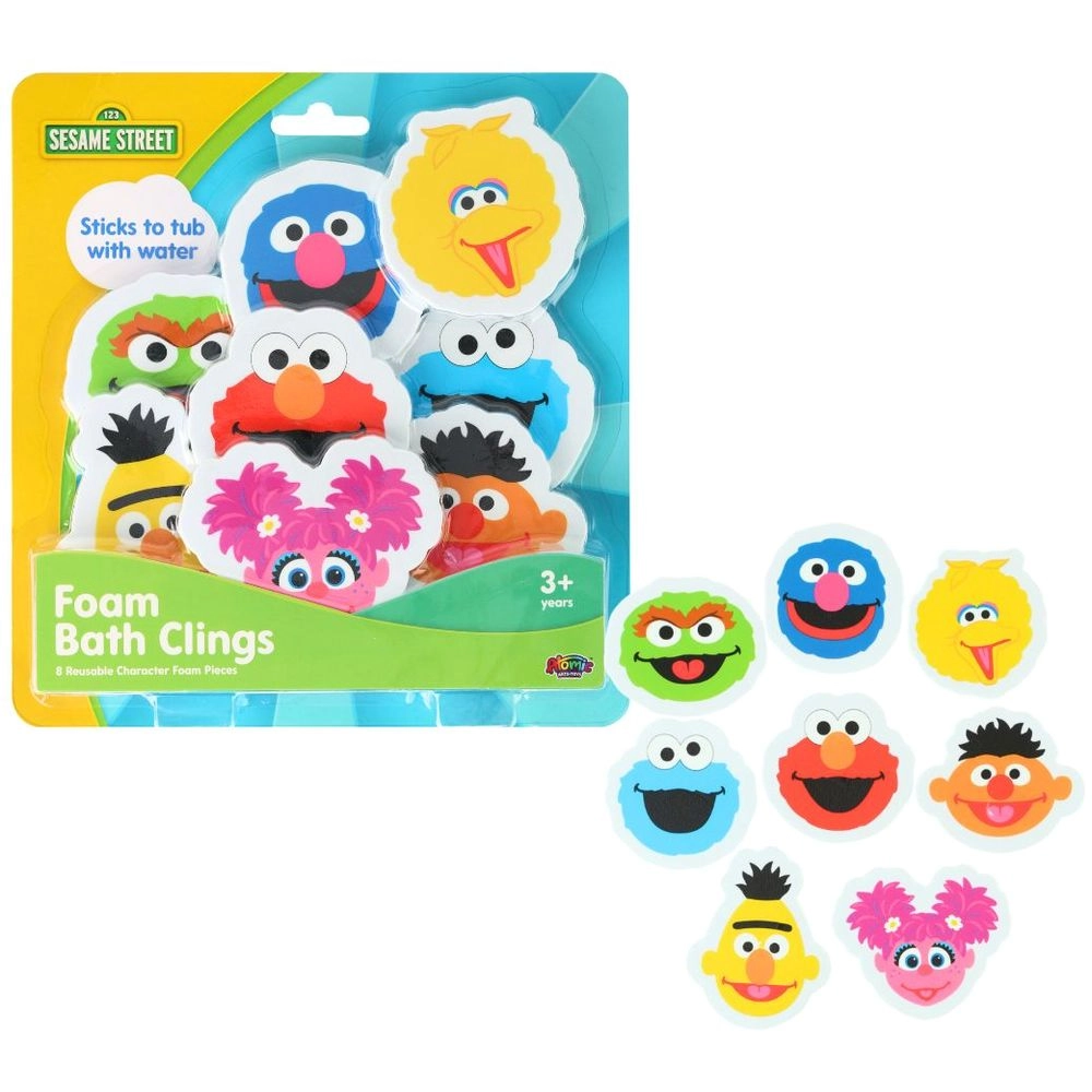Sesame Street Foam Bath Clings Stickers - 8 Pcs Reusable