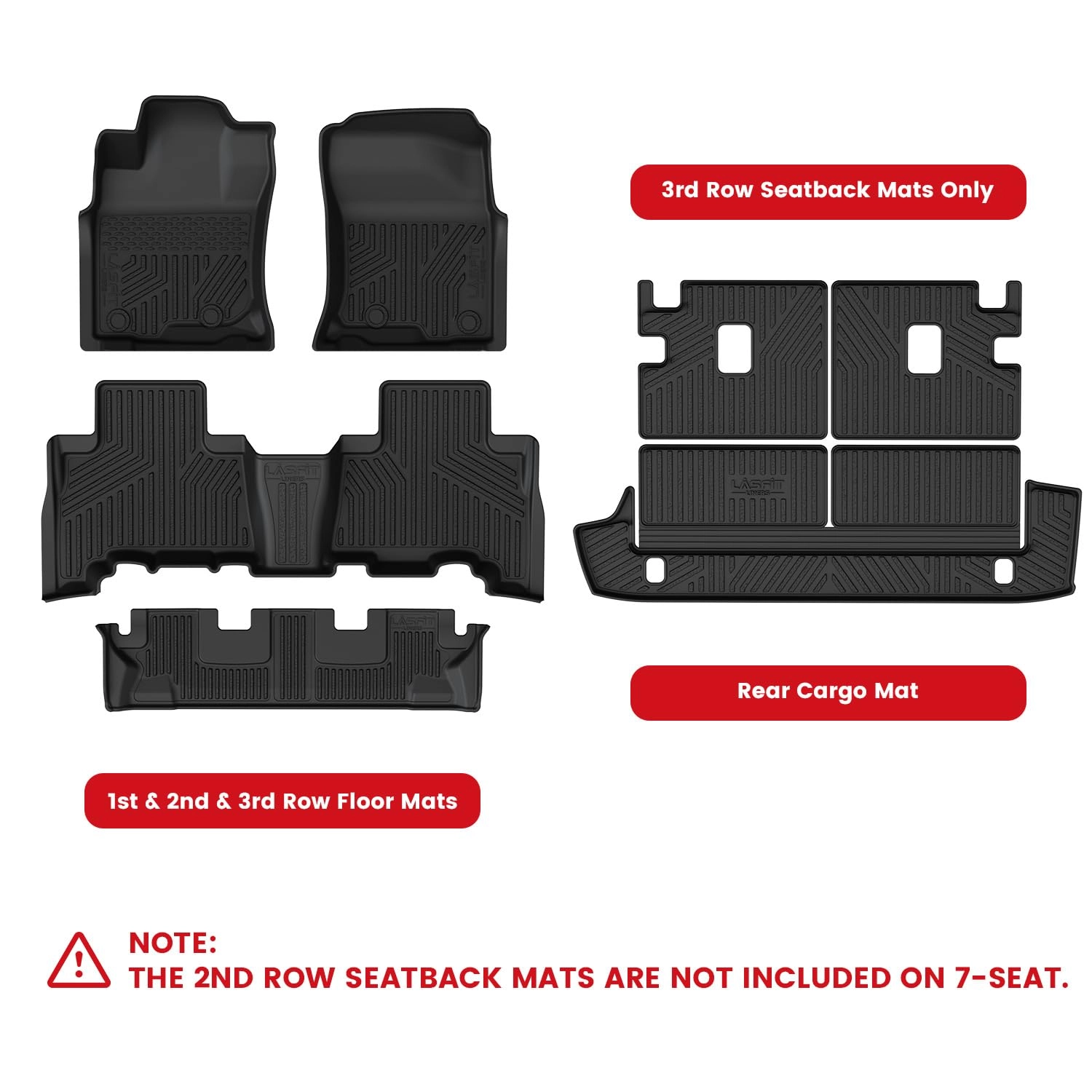 Floor Mats&Cargo&Seatback Mats - Toyota 4Runner 2013-2024 1st & 2nd Row Full Set