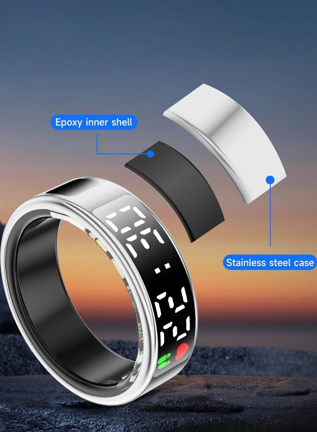 Beauenty Smart Ring Health Tracker - IP68 Waterproof 10-Day Battery Sleep Tracker