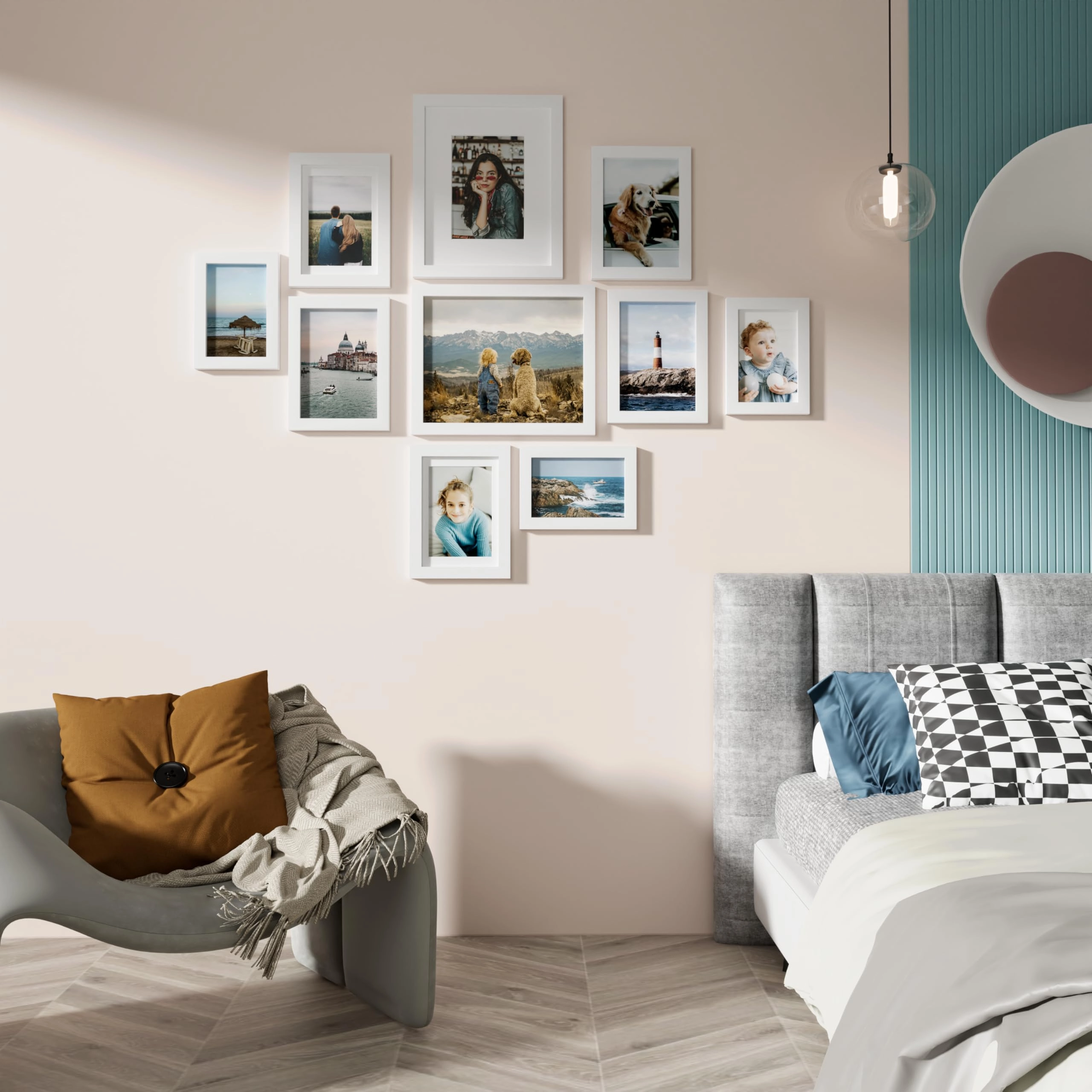 Picture Frames Set - 10 Pack Rustic Grey