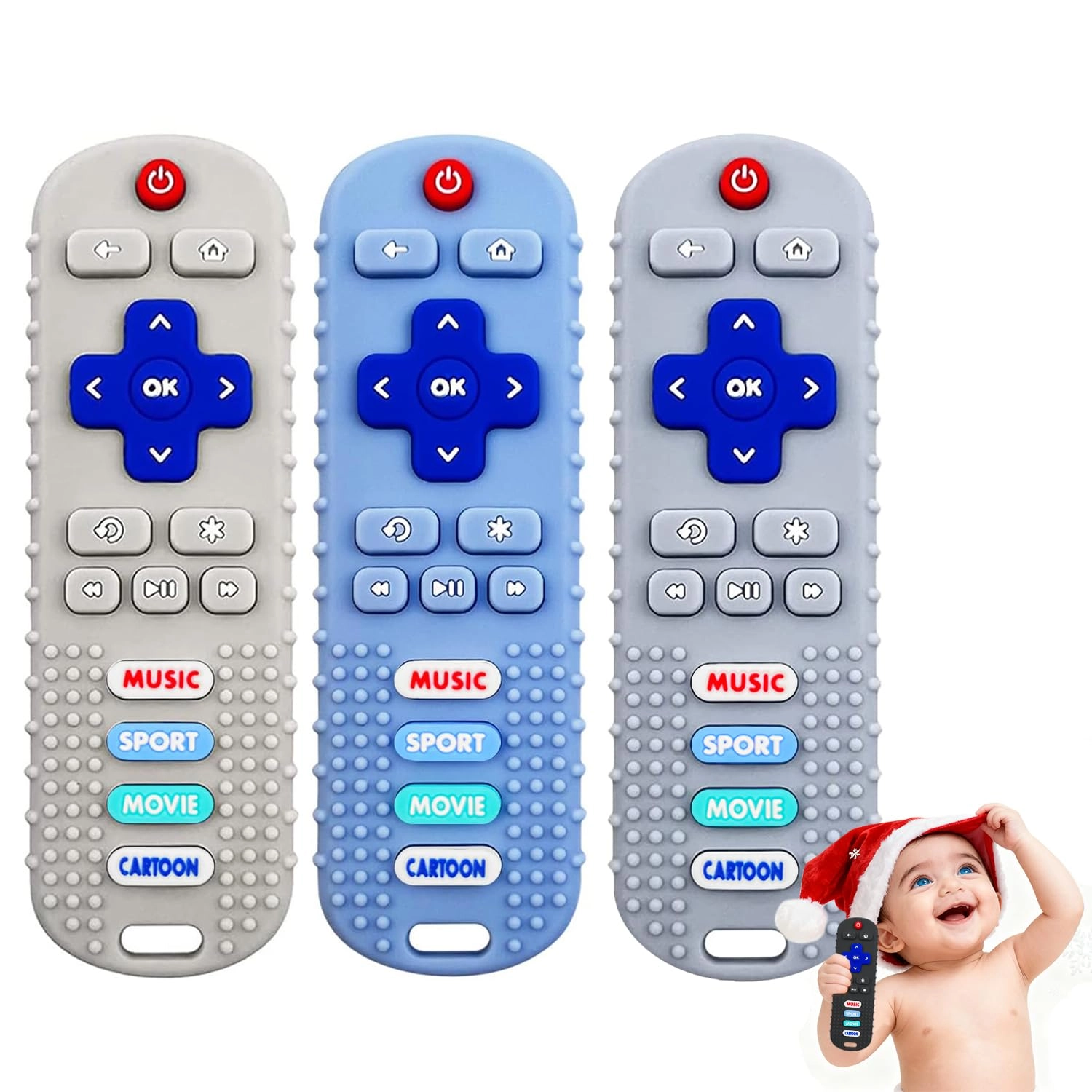 3 Pack Remote Control Shape Teethers - Silicone