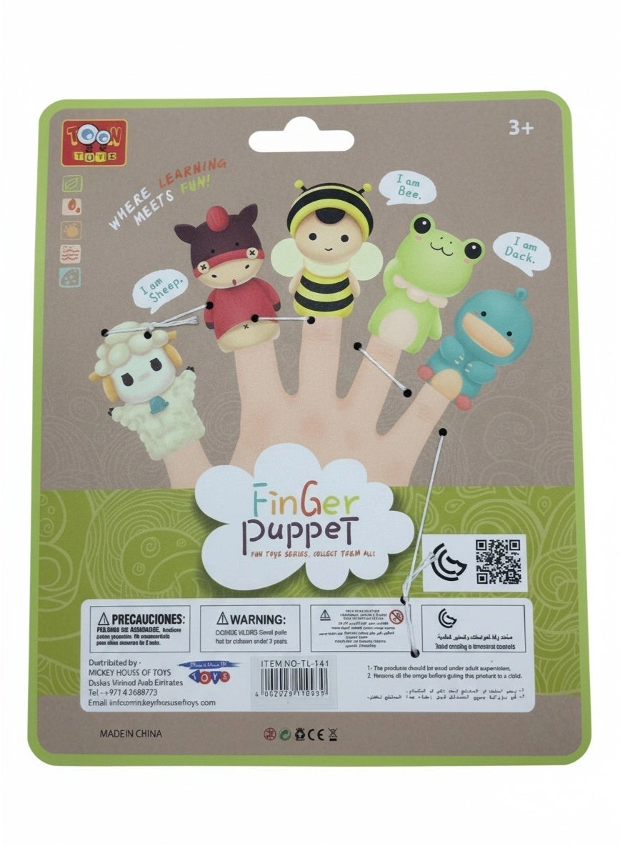 Dinosaur Finger Puppets - 5-Piece Soft Rubber